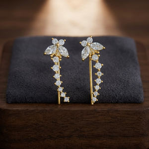 Boucles d'oreilles pendantes chic en alliage de zinc doré à motif floral - Tendance pour les occasions festives 186018 - Product Image 3