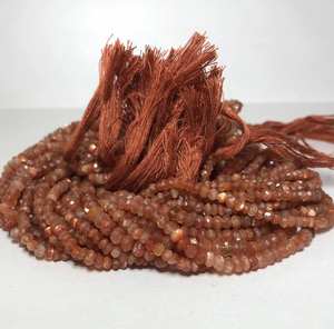 Cuentas de Piedra Solar Marrón Natural AAA de 4mm y 5mm, Facetadas en Forma de Rondelle, Hechas a Mano en India, Certificadas por IGI, para Creación de Joyas - Product Image 1