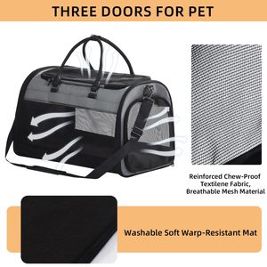 Bolsa de Transporte para Mascotas Transpirable, Aprobada por Aerolíneas, de Malla Suave, Plegable, para Perros y Gatos, con Correa para Equipaje y Tapete Lavable - Product Image 3