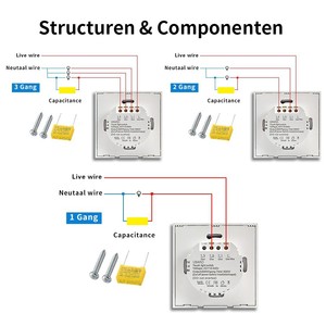 สวิตช์สัมผัส 3 ช่อง 110-240V 10A IP20 สวิตช์ติดผนังแบบฝังพร้อมแผงกระจกนิรภัยควบคุมด้วยระบบสัมผัส - Product Image 4