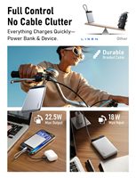 LISEN 2026 – Batterie externe innovante 22,5 W à charge rapide 10000 mAh avec câble USB-C intégré pour iPhone 17 16 Samsung S25