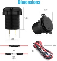 Prise de chargeur de voiture double USB 4.2A 5V avec interrupteur tactile et lumière LED, étanche, prise de courant 12V 24V pour bateau et moto