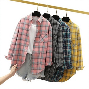 <b>Women's</b> Plaid Shirt <b>Jacket</b> Loose Fit Stand Collar Long Sleeve Button Down Blouse Spring Casual Streetwear - Product Image 3