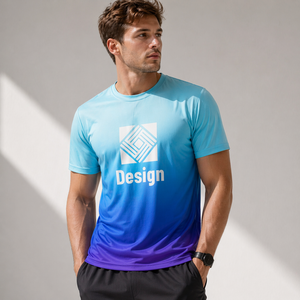 Camiseta Deportiva Sublimada con Degradado para Hombre, Impresión Personalizada con el Logotipo de tu Marca, Ropa Deportiva de Secado Rápido para Entrenamiento Atlético - Product Image 3