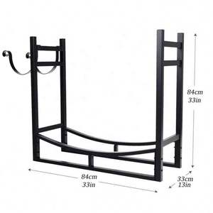 Brosse à foyer, pelle, pinces et supports à bûches en fer robustes pour usage intérieur et extérieur - Product Image 2