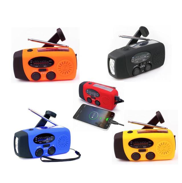 Weather Radio Solar Powered AM WB FM Radio 2000mAh Camping Portable Emergency Hand Crank Radio with LED Flashlight