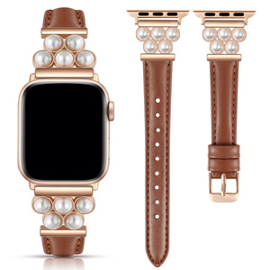 Correa de Reloj de Cuero con Perlas para iWatch, Modelo Popular, Correa Ajustable con Hebilla para <span class=keywords><strong>Apple</strong></span> <span class=keywords><strong>Watch</strong></span> S11 10 9 <span class=keywords><strong>7</strong></span>, para Correas de <span class=keywords><strong>Apple</strong></span> <span class=keywords><strong>Watch</strong></span> - Product Image 4