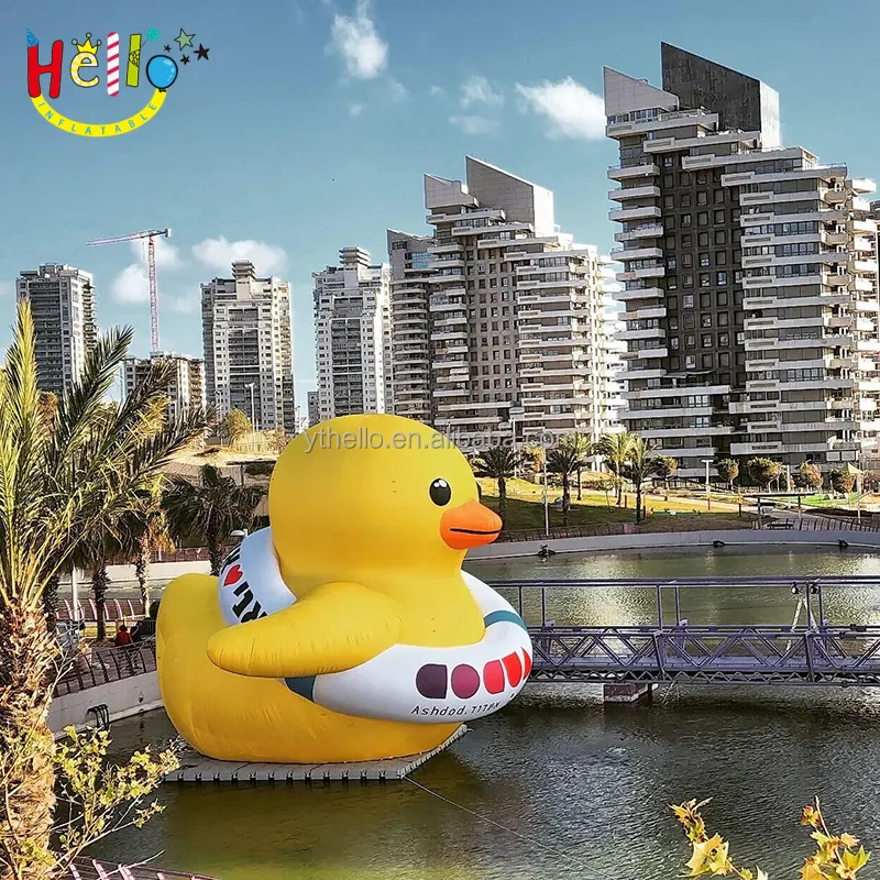 giant event stage background decoration outdoor custom giant lovely inflatable yellow duck animal inflatable mascot