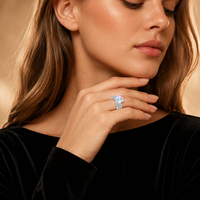 Bague double rangée en argent 925 avec moissanite taille émeraude 8*10MM pour femme – Élégante pour fiançailles, mariage et occasions formelles
