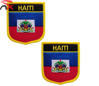 Écussons brodés en forme de bouclier du drapeau haïtien, à thermocoller, pour vêtements et sacs, vente en gros