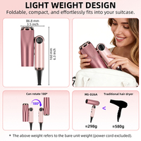 Sèche-cheveux professionnel pliable BLDC haute vitesse 110 000 tr/min avec diffuseur, design compact, ionique négatif, séchage rapide pour salon et voyage