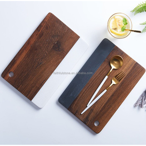 Moderno bianco nero rettangolo di <span class=keywords><strong>marmo</strong></span> e legno di Acacia <span class=keywords><strong>tagliere</strong></span> per utensili da cucina-commercio all'ingrosso - Product Image 6