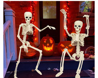 Squelette réaliste d'articulations mobiles de 15,7 pouces, squelette effrayant en plastique d'Halloween, décorations d'Halloween squelette