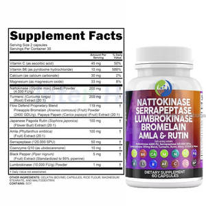 Capsules d'enzymes Ausreson Private Label : Serrapeptase, Lumbrokinase, Bromélaïne, Papaïne, Papaye, Ananas, Nattokinase 10000 FU 8000 FU - Product Image 2