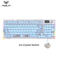 Keyboard Gaming Mekanik RGB Backlit Transparan Plastik Baru Aula F98Pro V3 dengan Wireless Tri-mode dan Daya Tahan Baterai 10000mAh