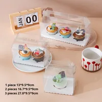 Boîtes à pâtisserie, mousses, cupcakes et gâteaux au fromage en PET transparent de qualité alimentaire, écologiques, design simple, logo personnalisé