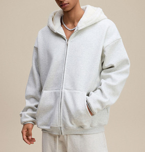Sweat-shirt à capuche zippé en polaire épais doublé polaire, style <span class=keywords><strong>patchwork</strong></span>, coupe courte, pour homme, fabrication sur mesure OEM - Product Image 4