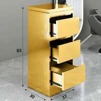 Chariot de salon de coiffure professionnel Win Plus en acier inoxydable, design moderne doré, roulettes universelles pour un déplacement facile