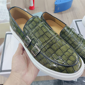 शरद ऋतु पुरुषों के पेटेंट चमड़े की पर्ची-ऑन जूते के साथ दो भिक्षु के जूते - Product Image 1