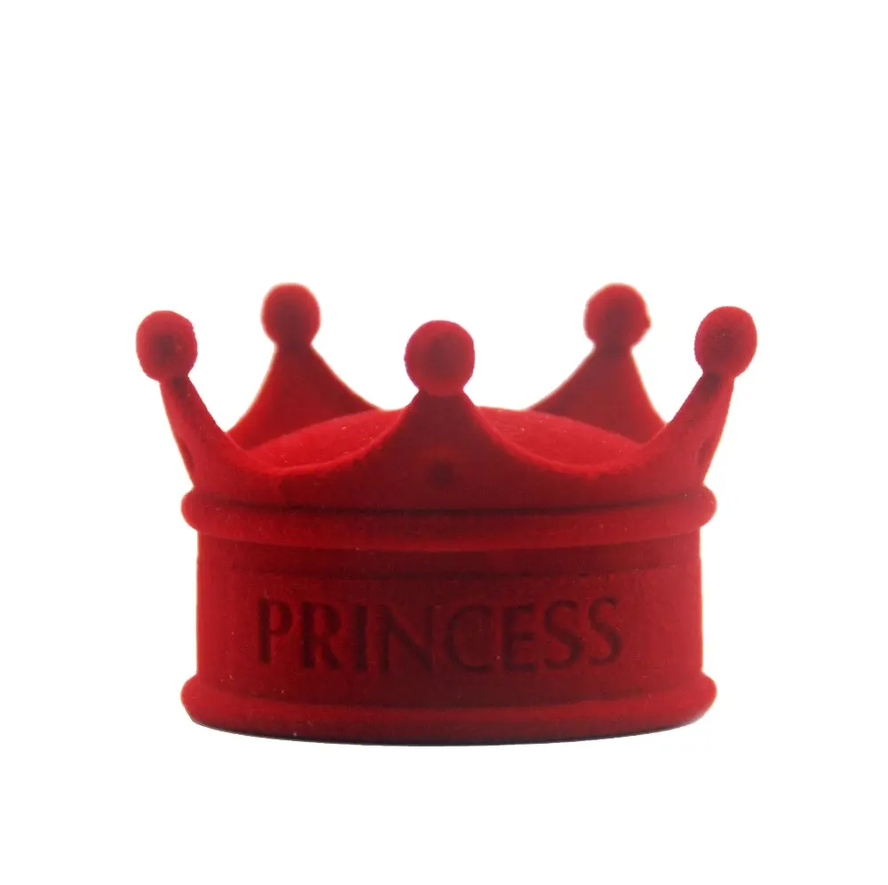 Custom Logo Rode Massaal Ring Verpakking Crown Shape Sieraden Gift Box Mooie Prinses Logo Hanger Case