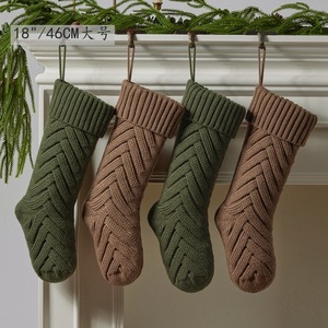 Chaussettes de Noël en gros à suspendre au sapin, grande taille, tricotées à rayures, cadeaux de Noël pour enfants - Product Image 3