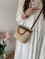Sac bandoulière tendance pour femme, sac seau en paille tressée à porter à la main avec broderie décorative, nouveau petit sac tissé de niche