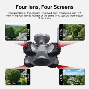 10k 20MP HD bốn màn hình <span class=keywords><strong>Wifi</strong></span> <span class=keywords><strong>ip</strong></span> <span class=keywords><strong>camera</strong></span> không dây ngoài trời PTZ bốn ống kính con người tự động theo dõi hai cách âm thanh giám sát máy ảnh - Product Image 2