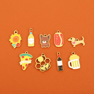 18K Pvd oro Acero inoxidable esmalte Encanto | cerveza, vino tinto, pizza, flor mascota perro abeja encantos | Diy joyería hacer colgante - Product Image 2