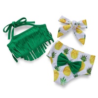 Nuevo Conjunto de Bikini de Verano para Bebés Niñas, Traje de Baño con Estampado de Frutas y Pañuelo para la Cabeza, 3 Piezas, Ropa de Playa, Traje de Baño Infantil
