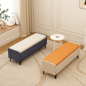 Banco tapizado con patas de metal, banco otomano rectangular acolchado para dormitorio, entrada, comedor - Product Image 3