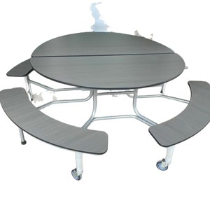 Round <b>Foldable</b> Dining <b>Table</b> 12 Seat Combination Furniture For Dining Room Natural Wood Color - Product Image 5