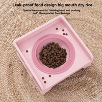Bol pour animaux de compagnie en céramique solide, portable, imperméable, arrondi, mignon, pour chien et chat, avec protection du cou pour les animaux