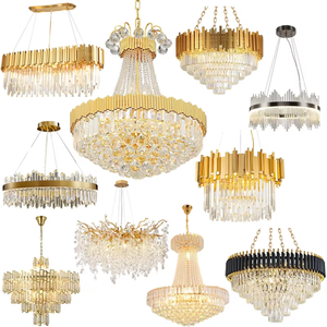 Chất lượng cao khách sạn trang trí nội thất vàng đèn Chùm Mặt dây chuyền treo đèn Đèn sang trọng Đèn pha lê đèn chùm - Product Image 5