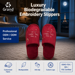 Juego <span class=keywords><strong>Completo</strong></span> de Amenidades de Hotel de la Marca GRAND, Pantuflas con Logotipo Personalizado, Pantuflas de Algodón y Terciopelo a Juego, Calzado Desechable de Lujo para Huéspedes - Product Image 1