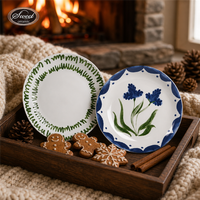 Assiettes à dîner en céramique élégantes et minimalistes SWT, ensemble de vaisselle moderne de couleur unie pour les repas quotidiens