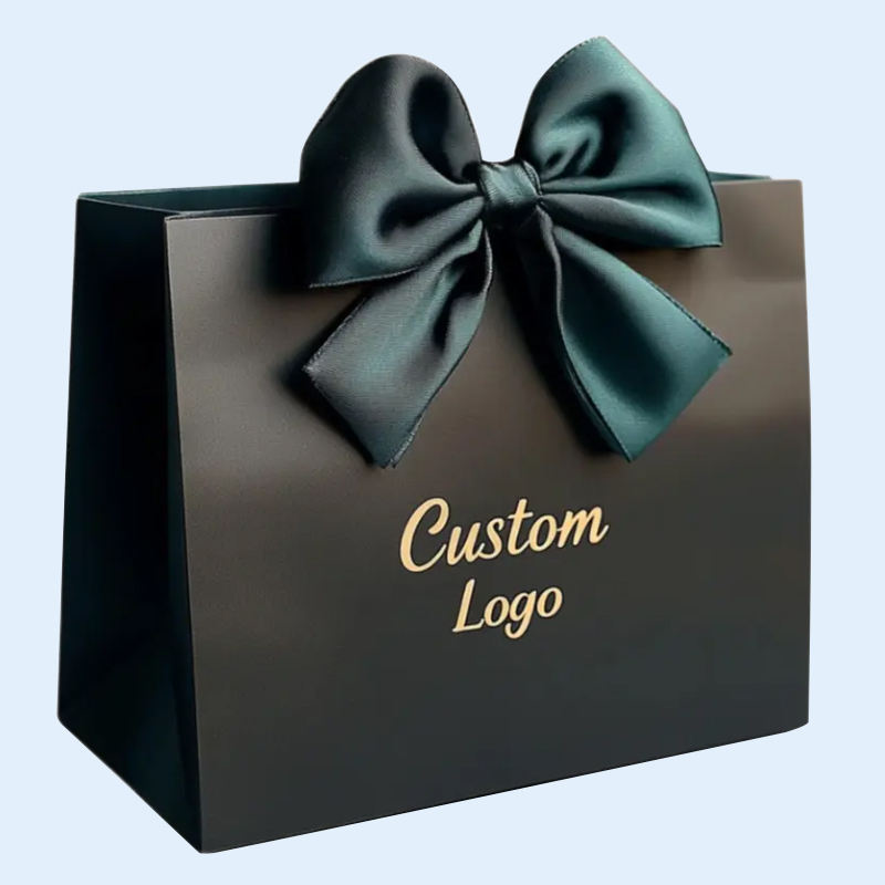 Manufacture Custom Shopping Paper Bags With Ribbon Bow For Shopping Clothes Shoes Jewelry Gift Packaging Custom Print Logo, Etc