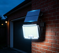 Lampe Murale Solaire à LED 118/318 pour Extérieur, Sécurité, Garage, Détection de Mouvement, Étanche, Éclairage de Cour, Projecteur de Contrôle