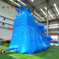 WINSUN Toboggan aquatique gonflable commercial en vinyle PVC, motif requin, pour intérieur et extérieur, utilisation humide ou sèche, idéal pour jardin, école, fête, location