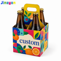 Boîte d'emballage pour boissons en papier artisanal avec poignée, personnalisée, imprimée en couleur, pour quatre bouteilles