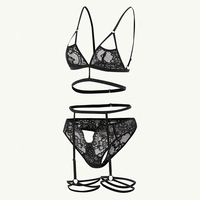 FF2081 Ensemble soutien-gorge et culotte sexy découpés pour la Saint-Valentin See Through Bikini Body Lingerie sexy en dentelle pour femmes