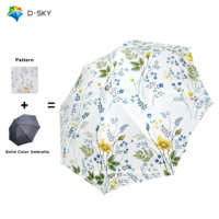 Usine directe motif personnalisé couleur épaissie bande noire pas cher parapluie coupe-vent résistant aux UV 8k dames manuel pliable parapluie