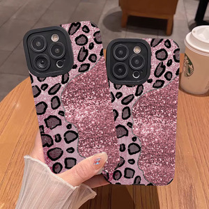 Glitter <span class=keywords><strong>rosa</strong></span> leopardato stampa TPU striscia in pelle artificiale Cover per <span class=keywords><strong>Iphone</strong></span> 8 X Xr Xs 11 12 13 14 15 16 17 Pro Max - Product Image 6