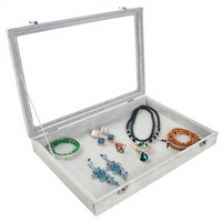 Boîte à bijoux en velours de qualité supérieure avec couvercle en verre, 12, 24 ou 30 compartiments, organiseur de bijoux haut de gamme pour les marques en ligne professionnelles