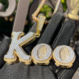 Custom Moissanite Silver Hip Hop Pendant Logo Necklace VVS Diamond Mossanite Letter Moissanite <b>Name</b> Pendant With Iced Out <b>Chain</b> - Product Image 6