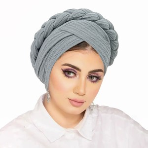 Nuevo Turbante de Tela de Seda Brillante con Burbujas, Gorro Musulmán de Moda con Trenza Trenzada, Gorros Turbantes Árabes, Hijabs Interiores de Poliéster, Boné - Product Image 6
