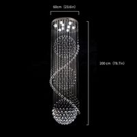 Lustre moderne en cristal, design sphérique en spirale, luminaire en cristal pour plafond haut, idéal pour salon, hôtel, escalier, hall d'entrée