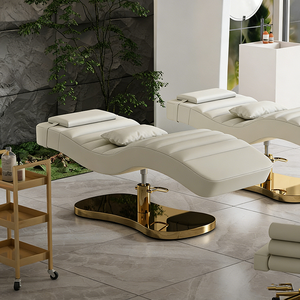 Lit de beauté électrique pliable et réglable en acier inoxydable de luxe pour salon extérieur, spa, massage, ergonomique en forme de S pour cils - Product Image 4