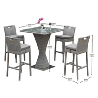 Table de bar OSMEN Cayan en aluminium avec porte-glace, table en rotin, table haute de bar en métal pour terrasse extérieure