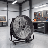 Ventilateur de sol électrique industriel, construction métallique, haute vitesse, 3 vitesses, utilisation extérieure, commerciale et domestique, emballage en boîte couleur