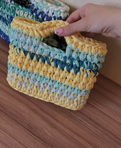 Bolso de Mano de Lujo Personalizado de Alta Calidad, Bolso de Playa de Ganchillo para Mujer, Bolso con Patrón de Ganchillo, Bolsos de Hilo de Camiseta - Product Image 3